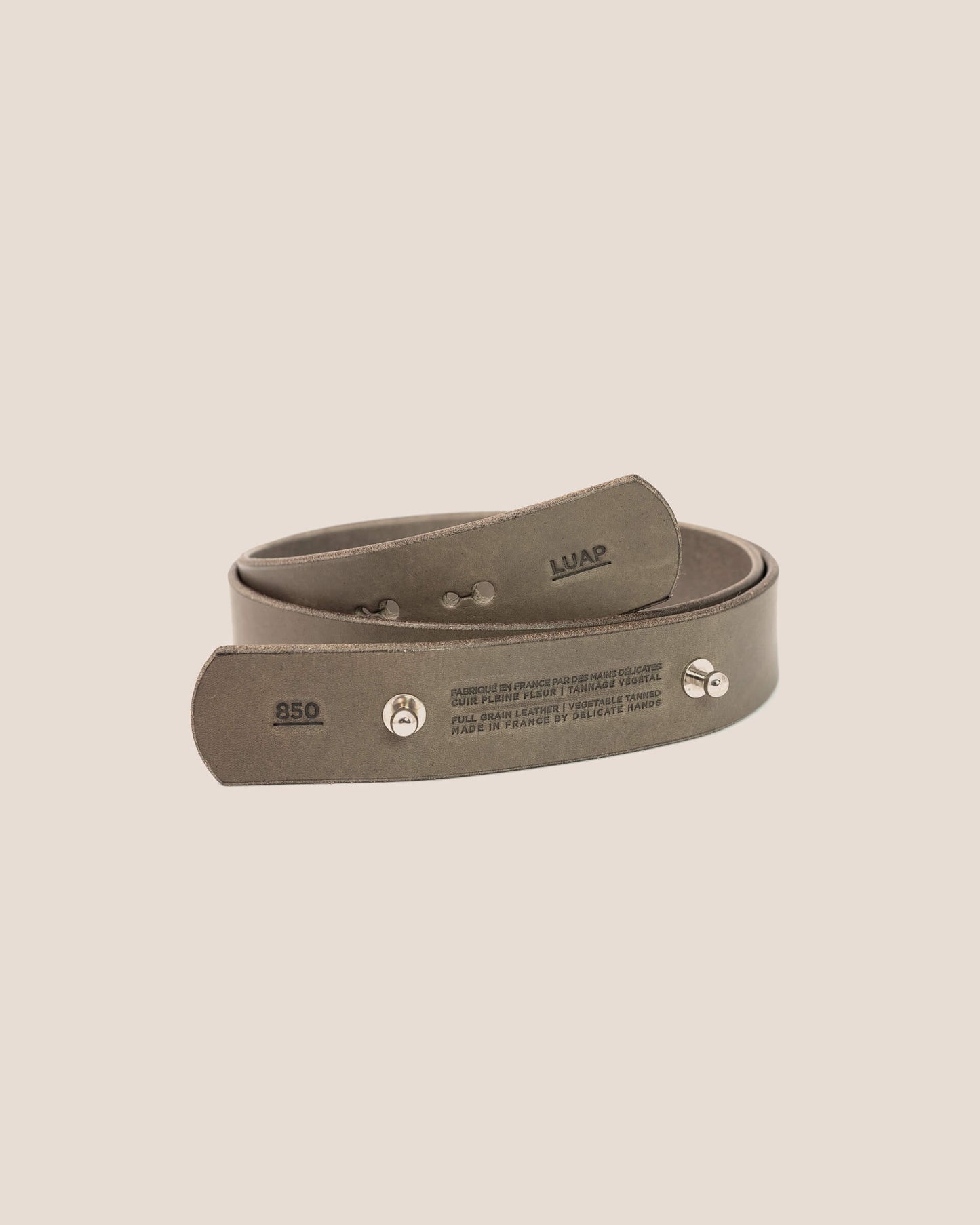 Ceinture Sans Boucle Cuir Gris LUAP
